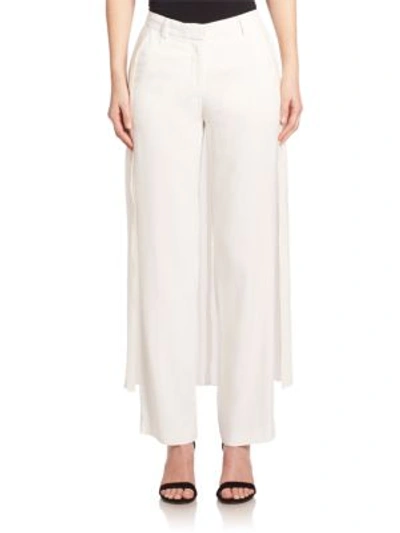Shop Adam Lippes Pleated Tuxedo Trousers In Ivory