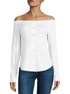 THEORY Auriana Stretch-Cotton Off-The-Shoulder Shirt