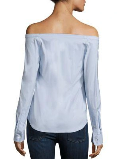 Shop Theory Auriana Stretch-cotton Off-the-shoulder Shirt In White