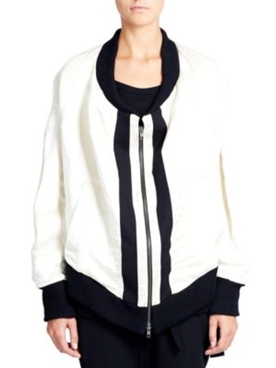 Shop Ann Demeulemeester Shiny Linen-blend Zip Jacket In Sand
