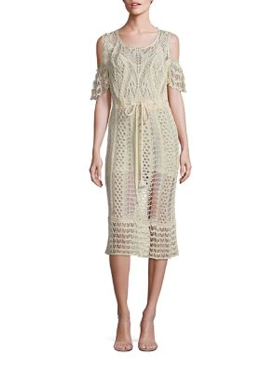 Shop See By Chloé Cold-shoulder Crochet Cotton Dress In Natural White