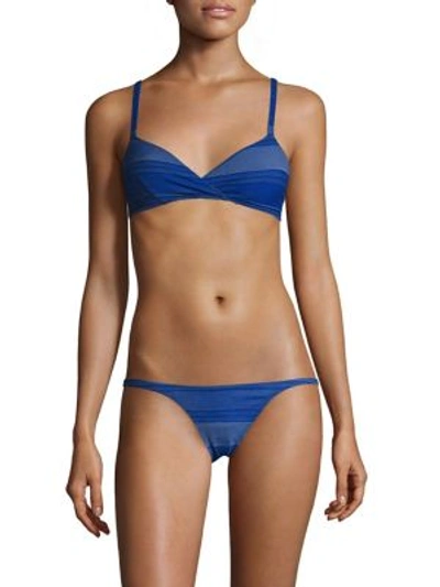 Shop Lisa Marie Fernandez Two-piece Yasmin Striped Bikini In Blue Cotton Stripe