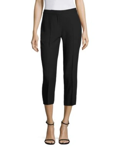 Shop Alexander Mcqueen High-waisted Stretch Leaf Crepe Pants In Black