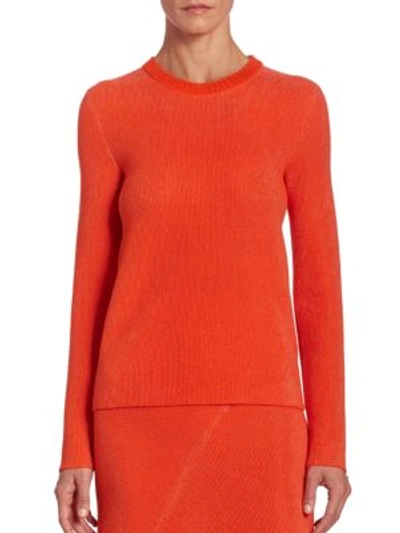 Shop Victoria Beckham Solid Knit Pullover In Bright Orange