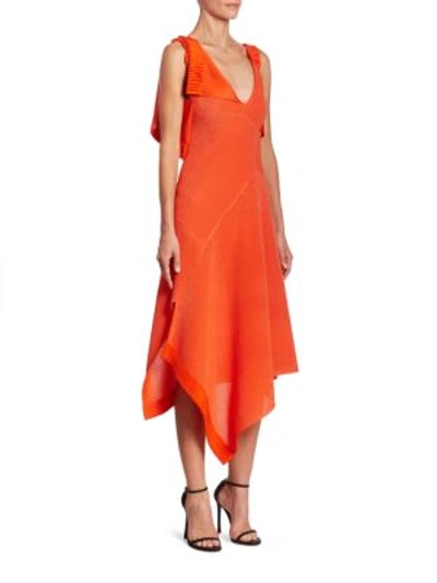 Shop Victoria Beckham Knit Asymmetric Dress In Bright Orange