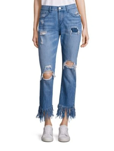 3x1 Distressed Cropped Fringe Hem Jeans In Mazzy