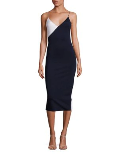 Shop Cushnie Et Ochs Sleeveless Colorblock Dress In Navy Shell White