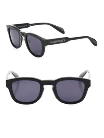 Alexander Mcqueen 50mm Round Sunglasses In Black