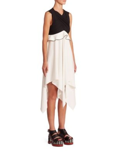 Shop Proenza Schouler Colourblock Asymmetric Dress In Black Optic White