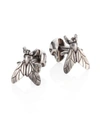 ALEXANDER MCQUEEN Antique Silvertone Brass Fly & Skull Cuff Links