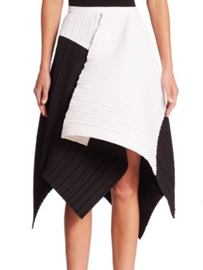 Shop Proenza Schouler Colorblock Asymmetric Skirt In Optic White-black
