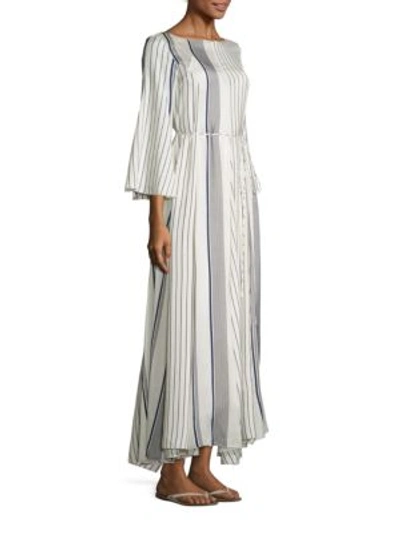 Shop The Row Selar Striped Bell Sleeve Dress In Ivory-multi