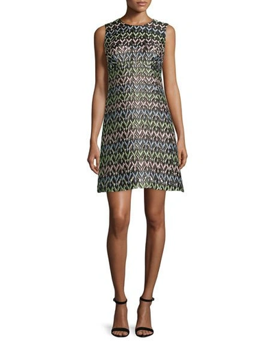 Milly A-line Chevron Brocade Mini Dress, Multi In Multi Colors