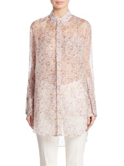 Shop Calvin Klein Collection Kershaw Floral-print Silk Tunic In Brush Rose