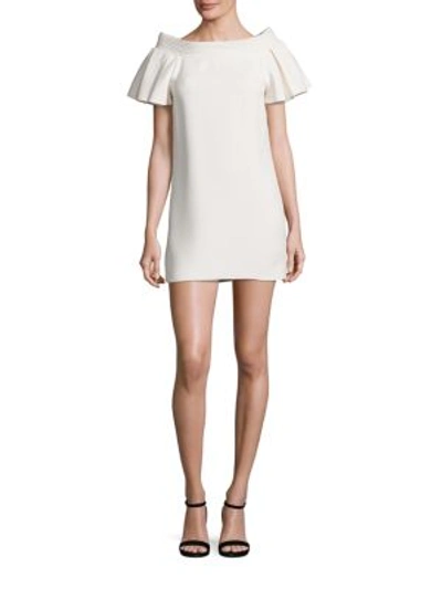 Shop Brandon Maxwell Ruffle Shoulder Mini Dress In Ivory