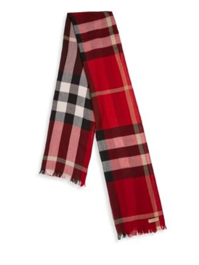 Burberry Check Cashmere Scarf In Parade Red