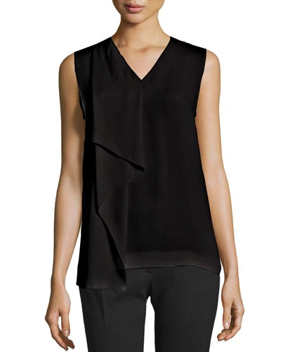 Joseph Hardy Sleeveless Silk Ruffle Blouse