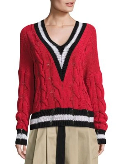 Shop Rag & Bone Emma Cable-knit Sweater In Red