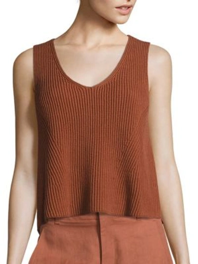 Shop Vince Solid Ribbed Tank In Fig