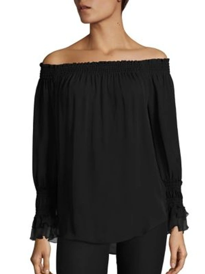 Kobi Halperin Veruka Off-the-shoulder Silk Blouse, Black