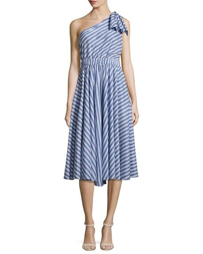 Milly Anna Striped A-line Dress, Blue
