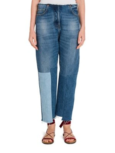 Shop Valentino Cropped Patchwork Denim Jeans