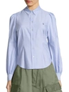 Marc Jacobs Bishop-sleeve Button-down Oxford Shirt In Light Blue