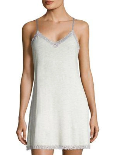 Shop Natori Women's Feather Essential Lace Trimmed Chemise In Light Heather Grey