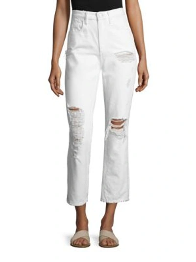 Shop Alexander Wang Cult Cropped Distressed Jeans In White
