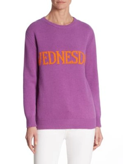 Shop Alberta Ferretti Wednesday Wool-blend Sweater In Purple