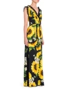 DOLCE & GABBANA Lace Ruffle Sunflower Print Gown