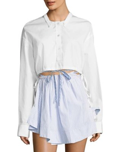 Shop Alexander Wang Cropped Button Front Top In Bleach