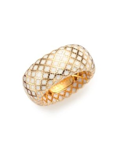 Gucci Diamantissima Enamel & 18k Yellow Gold Band Ring