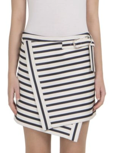 Carven Asymmetric Striped Mini Skirt, White/blue In Ivoire/marine Fonce