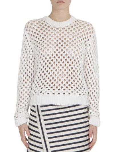 Carven Open Knit Sweater In White