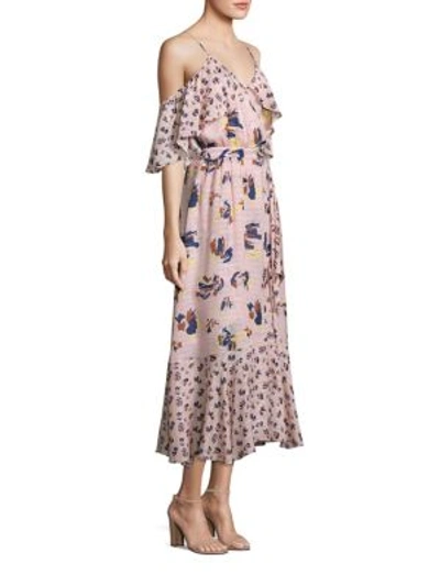 Tanya Taylor Textured Silk Abstract Floral Amylia Dress In Rose-multi