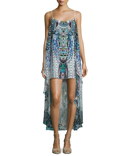 Camilla Embellished Crepe High-low Coverup Dress, Maasai Mosh, My Majorelle