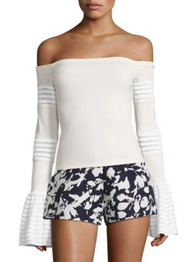 Shop Alexis Gryffin Off-the-shoulder Bell Sleeve Top In White