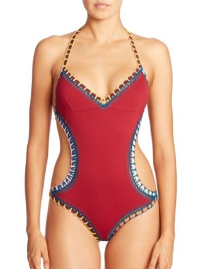 Shop Kiini One-piece Soley Mono Maillot Swimsuit In Red