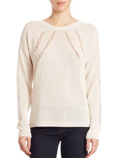 Foundrae Netted Boucle-trim Pullover Sweater, Cream/gray, Cream W/grey Bead
