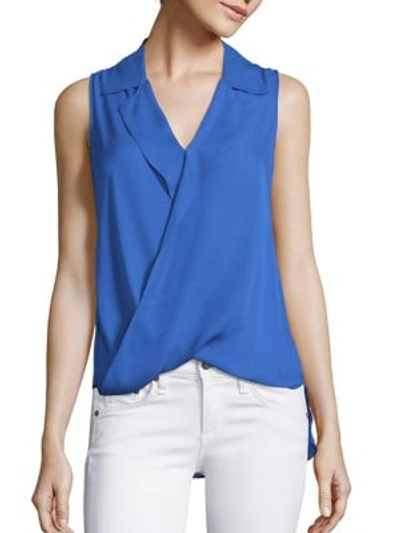 L Agence Freja Draped Silk Blouse In St Tropez Blue