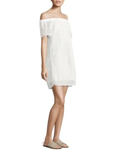 Shop Rag & Bone Flavia Eyelet Off-the-shoulder Dress In White