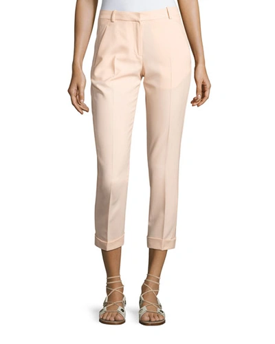 Carven Cropped Crepe Pants, Beige In Nude