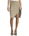 NARCISO RODRIGUEZ ASYMMETRIC SUEDE SKIRT, STONE,PROD197670964