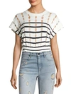 ALEXANDER WANG T Striped Cotton Knit Cropped Top