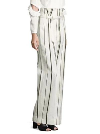 Shop 3.1 Phillip Lim / フィリップ リム Belted Striped Wide-leg Pants In Parchment