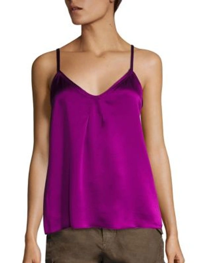 Shop Vince Pleated Silk Camisole In Magenta