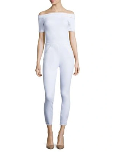 Shop 3x1 Off-the-shoulder Denim Jumpsuit In White
