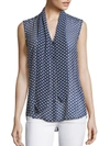 L AGENCE Natalia Printed Tie-Neck Blouse