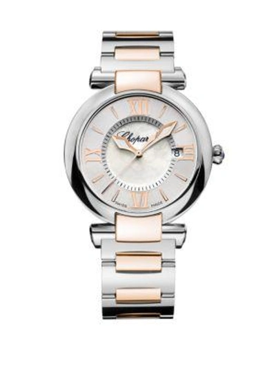 Shop Chopard Women's Imperiale Mother-of-pearl, 18k Rose Gold & Stainless Steel Bracelet Watch In Silver/rose Gold